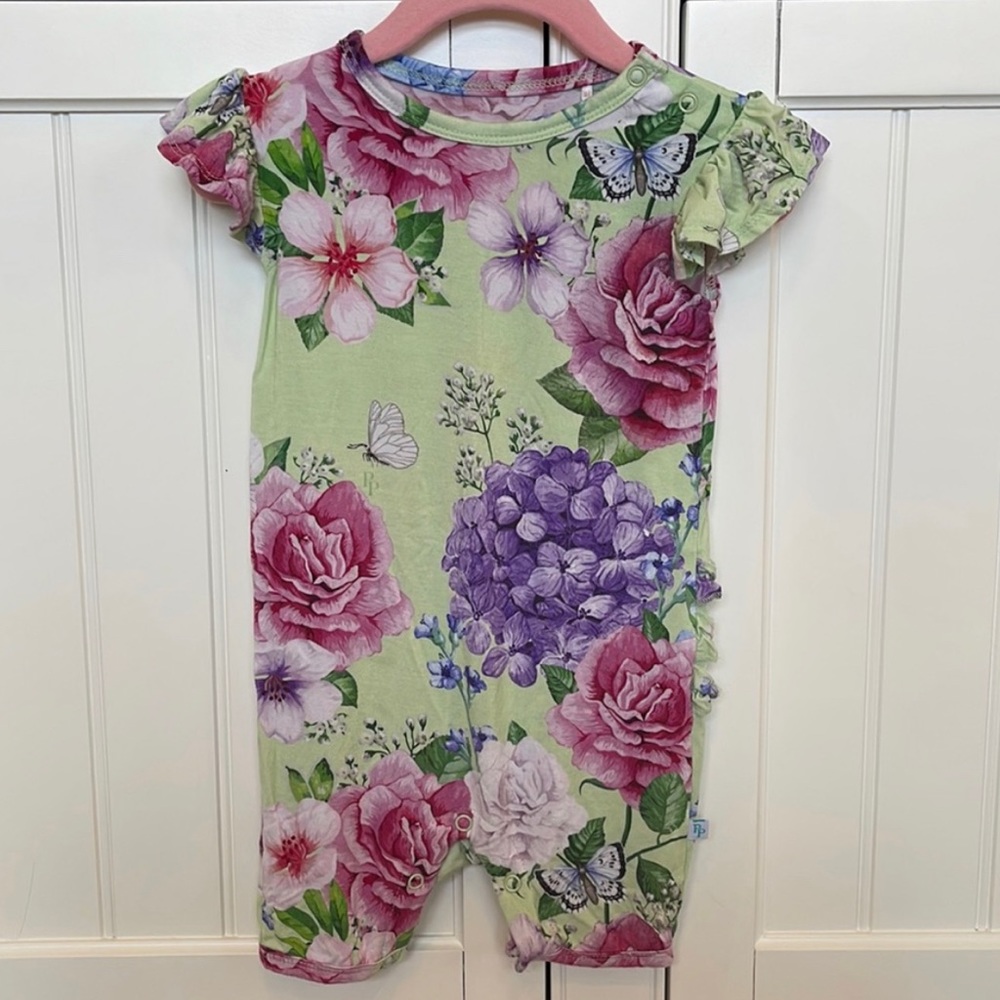 Posh Peanut Georgina Cap Sleeve Short Romper, 12-18 Months